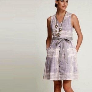 Anthropologie Maeve Grey Printed A-Line Dress